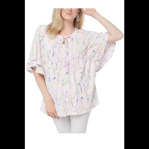 Haute Hippie Tribe Solid V-Neck Peasant Top Lilac Floral - Regular